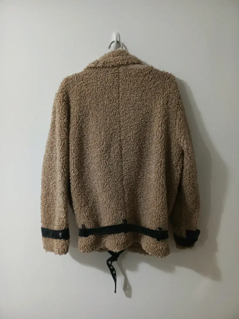 Chaqueta de lana sintética Sybilla beige con cinturón - 2