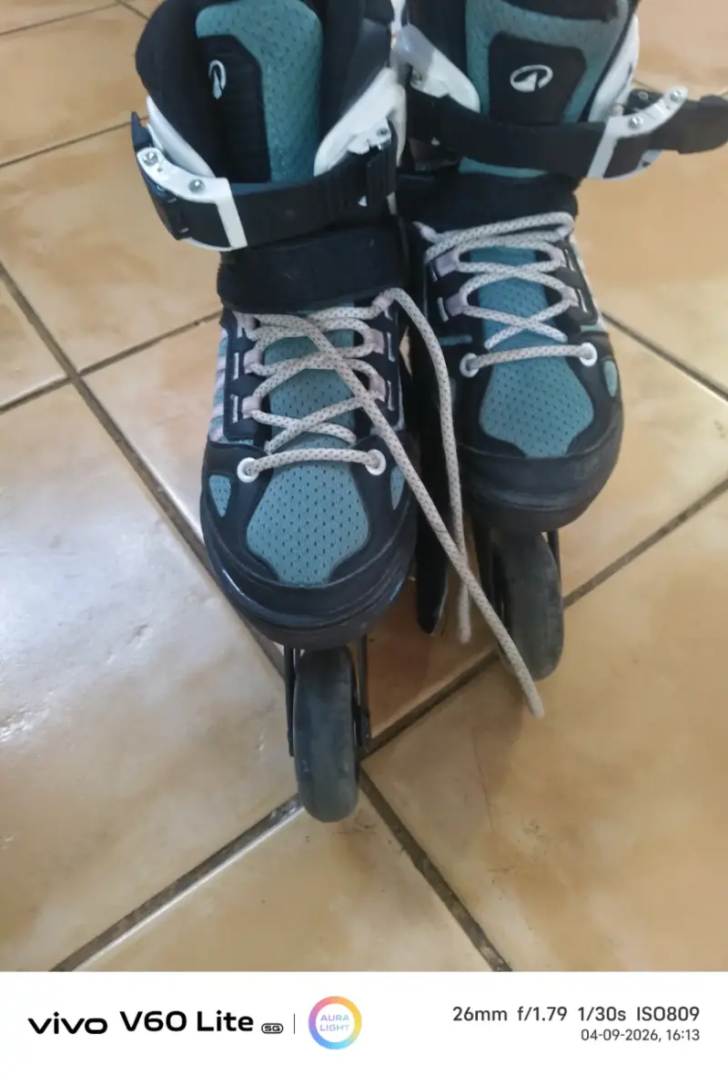 Patines en línea negros y turquesa para adultos - 2