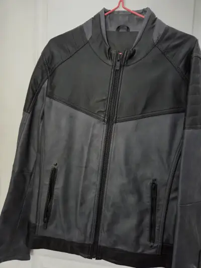 Chaqueta de cuero negra para hombre - miniatura 2