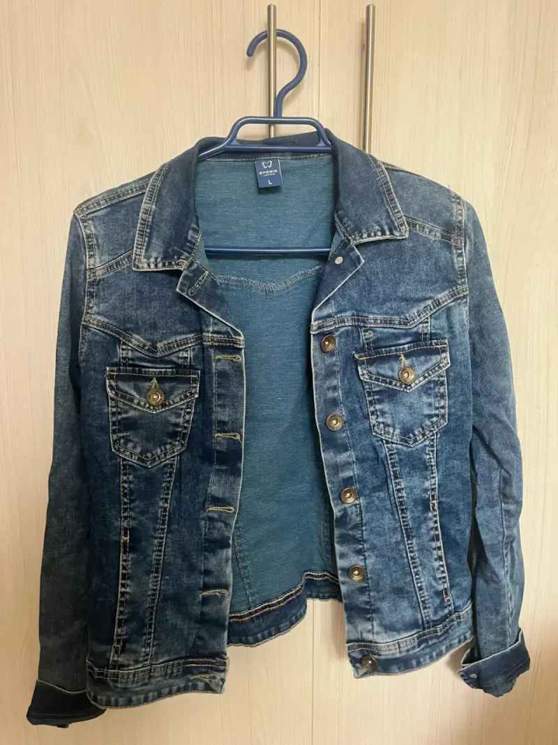 Chaqueta de mezclilla azul para mujer talla L - 1