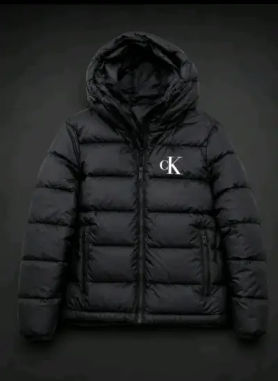 Chaqueta acolchada negra Calvin Klein con capucha - miniatura 2