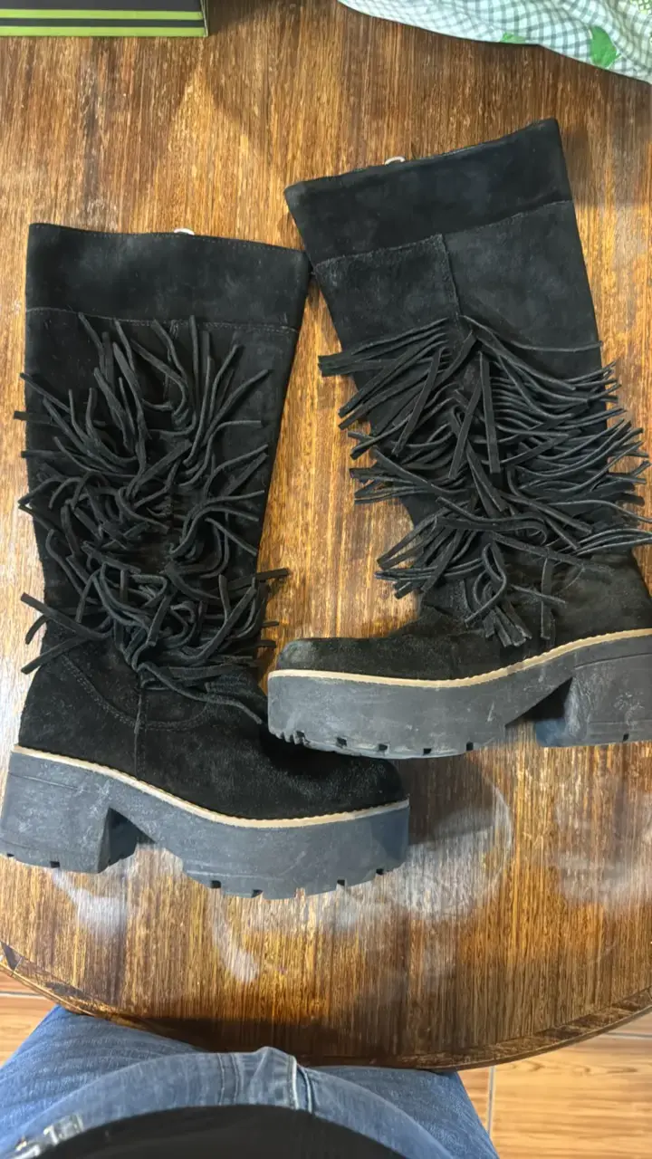 Botas negras con flecos de plataforma - 4