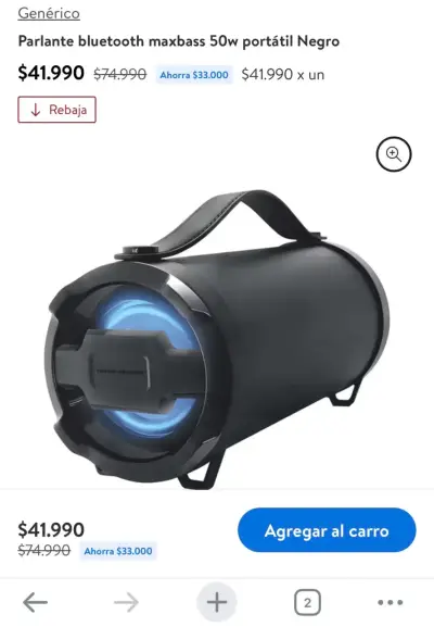 Parlante Bluetooth MaxBass 50W Portátil Negro - miniatura 1