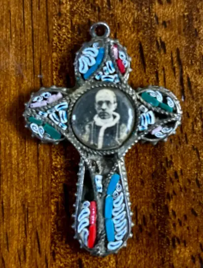 Cruz relicario de micromosaico italiana - souvenir - miniatura 1