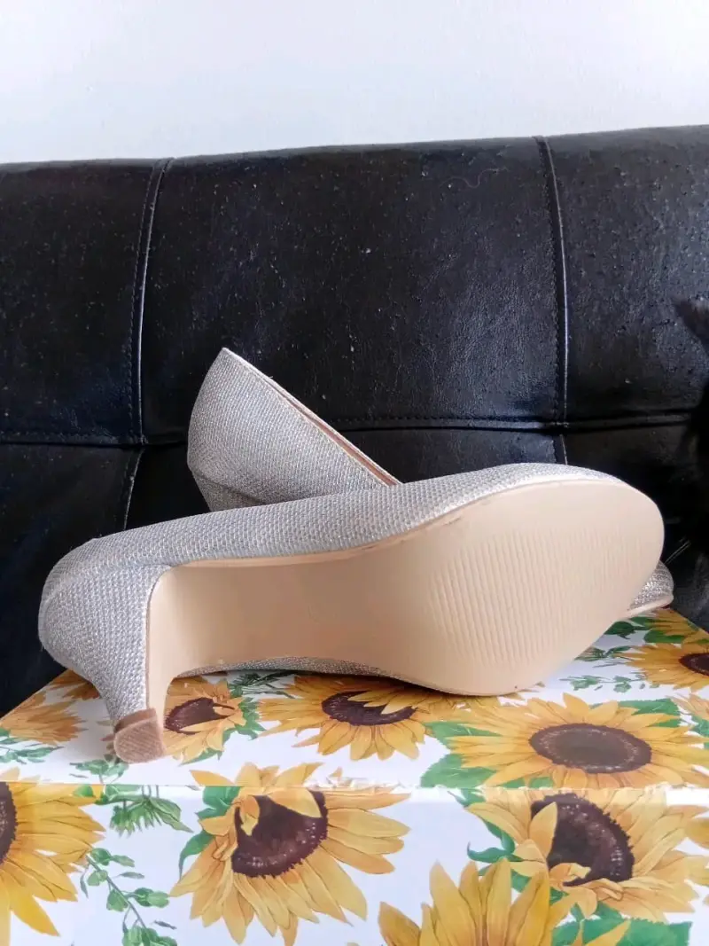 Zapatos de Tacón Plateados Brillantes para Mujer - 3