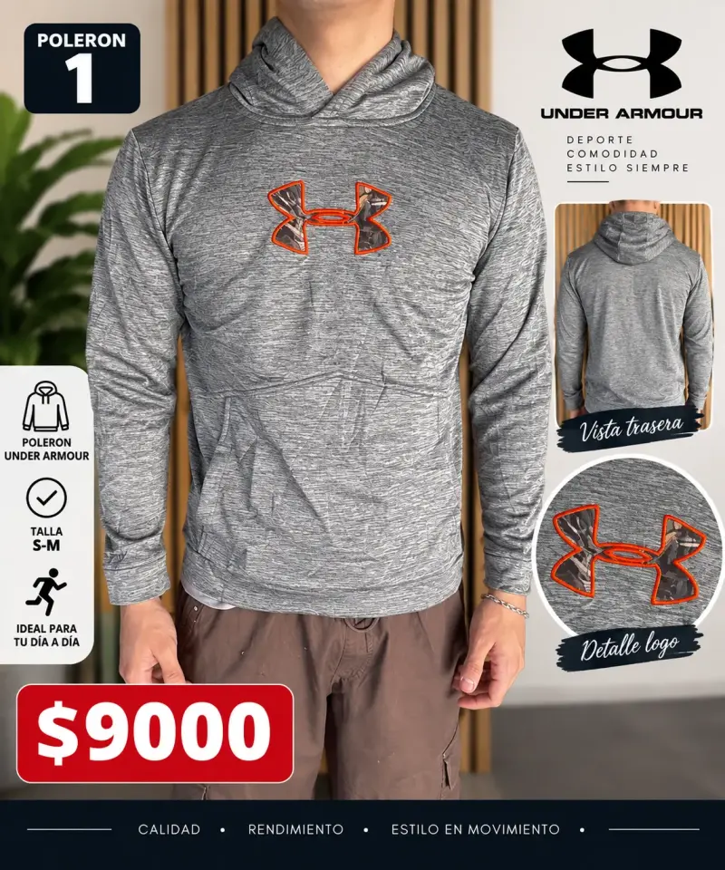 Polerón gris Under Armour con logo naranja