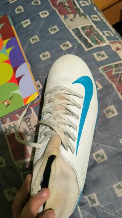 Zapatillas deportivas Nike Mercurial blancas y azules - miniatura 6