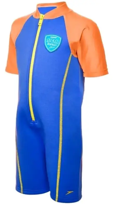 Traje de baño infantil Speedo azul y naranja - miniatura 1