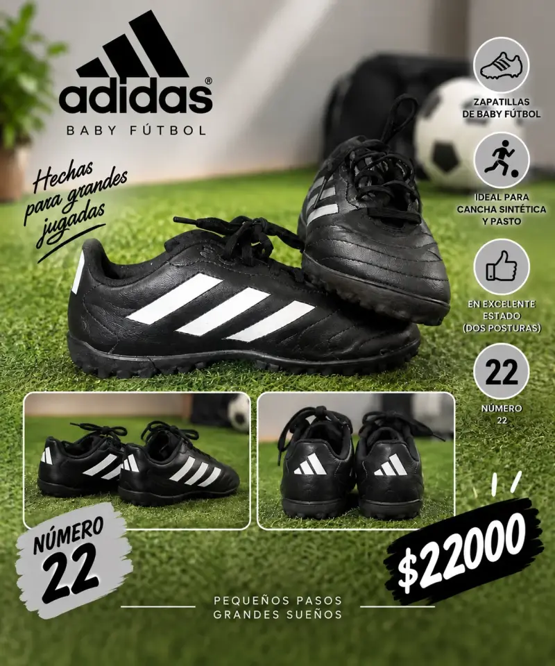 Zapatillas de Baby Fútbol Adidas Negro Talla 22