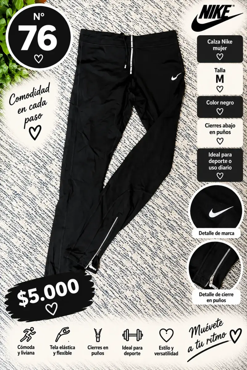 Calza deportiva negra Nike mujer talla M