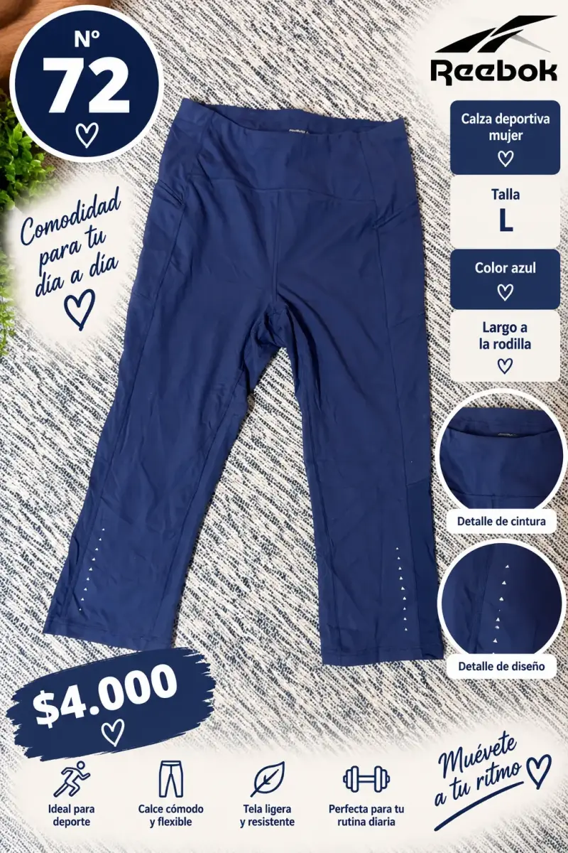 Calza deportiva mujer Reebok azul talla L