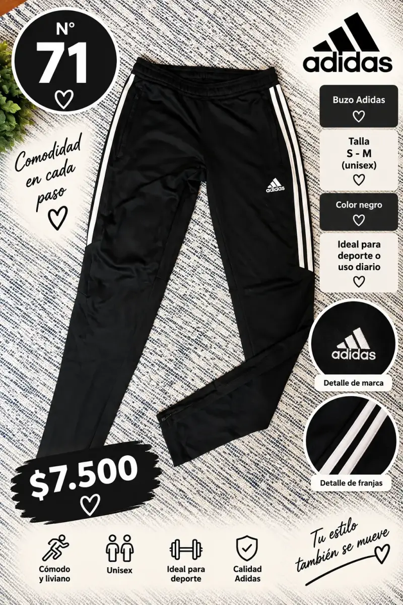 Pantalón deportivo negro Adidas unisex