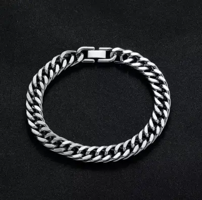 Pulsera estilo cubano de acero inoxidable. - miniatura 1