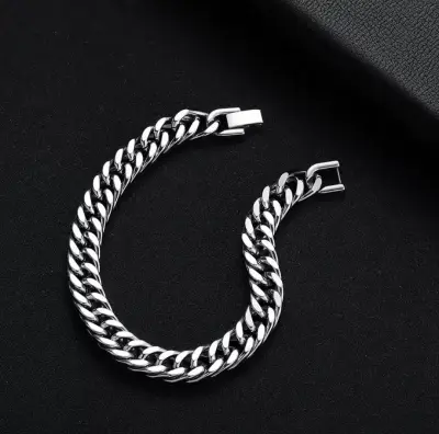 Pulsera estilo cubano de acero inoxidable. - miniatura 2