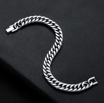 Pulsera estilo cubano de acero inoxidable. - miniatura 3