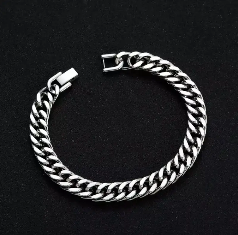 Pulsera estilo cubano de acero inoxidable. - 4