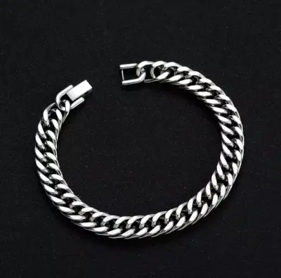 Pulsera estilo cubano de acero inoxidable. - miniatura 4