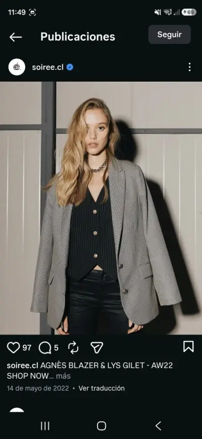 Blazer de mujer a cuadros estilo casual - miniatura 3