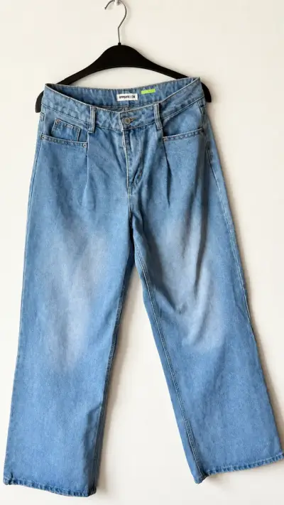 Jeans wide leg de mezclilla azul talla 38 - miniatura 3