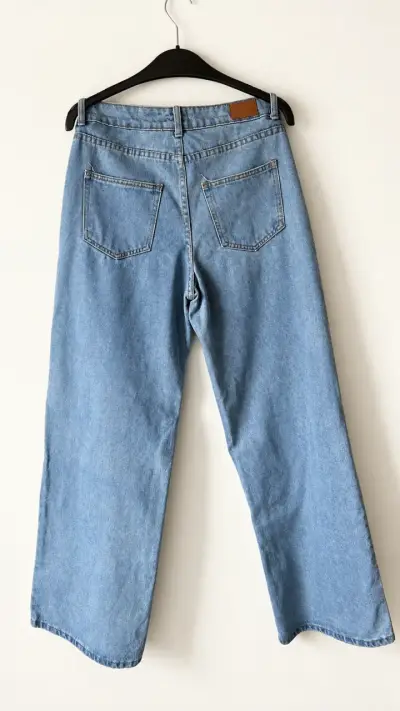 Jeans wide leg de mezclilla azul talla 38 - miniatura 4