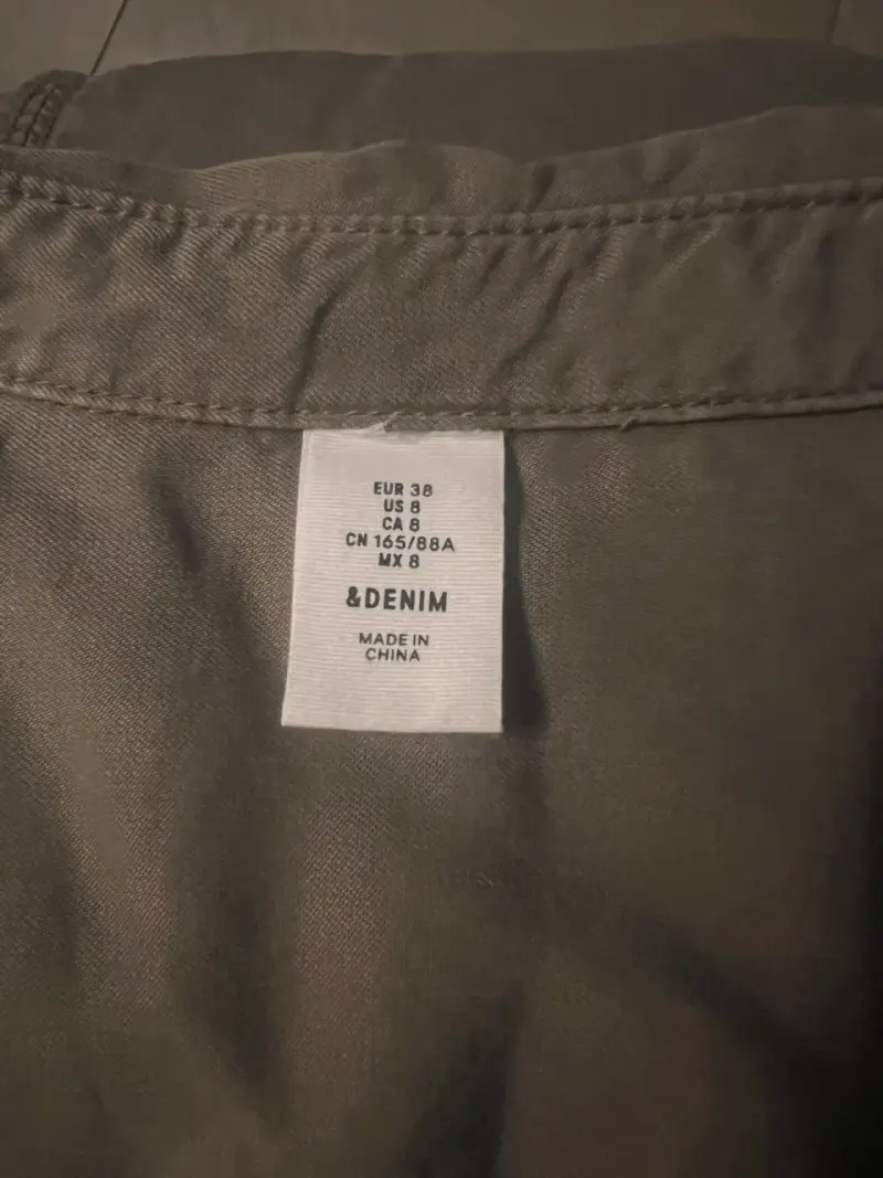 Vestido camisero verde militar mezclilla H&M - 2