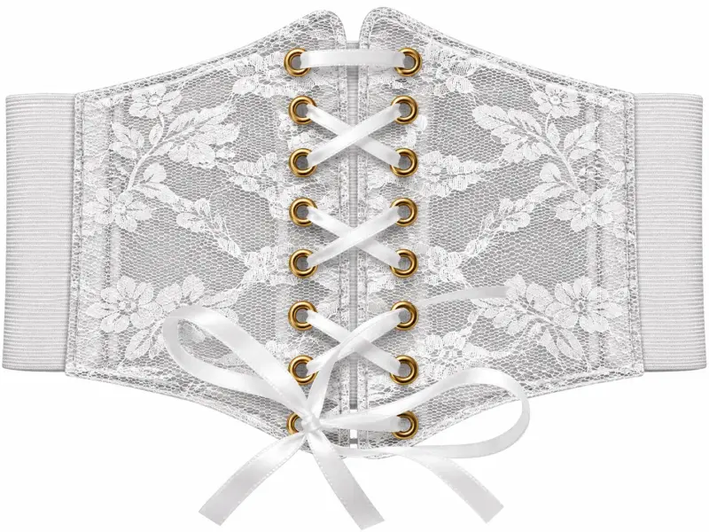 Corset blanco de encaje con cordones - 2