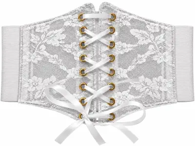 Corset blanco de encaje con cordones - miniatura 2