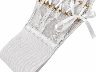 Corset blanco de encaje con cordones - miniatura 3