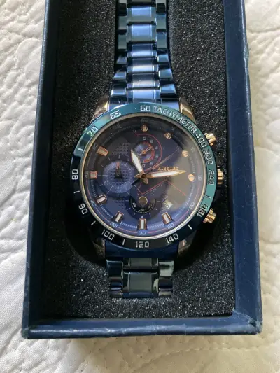 Reloj LIGE diseño elegante azul metálico - miniatura 4