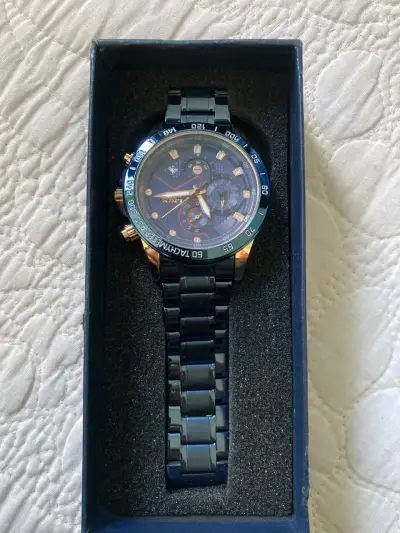 Reloj LIGE diseño elegante azul metálico - miniatura 5