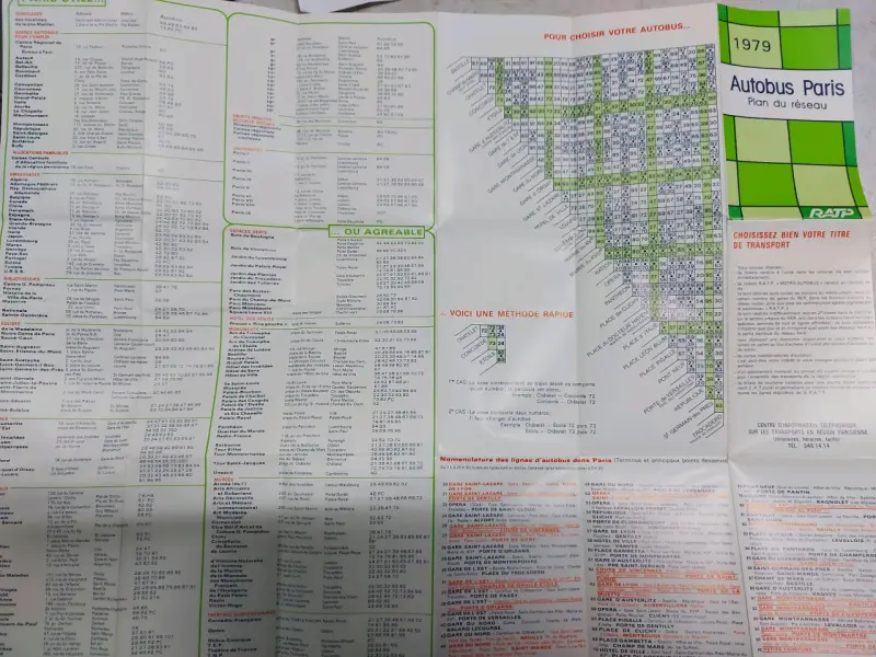 Mapa Autobús París 1979 RATP - 3