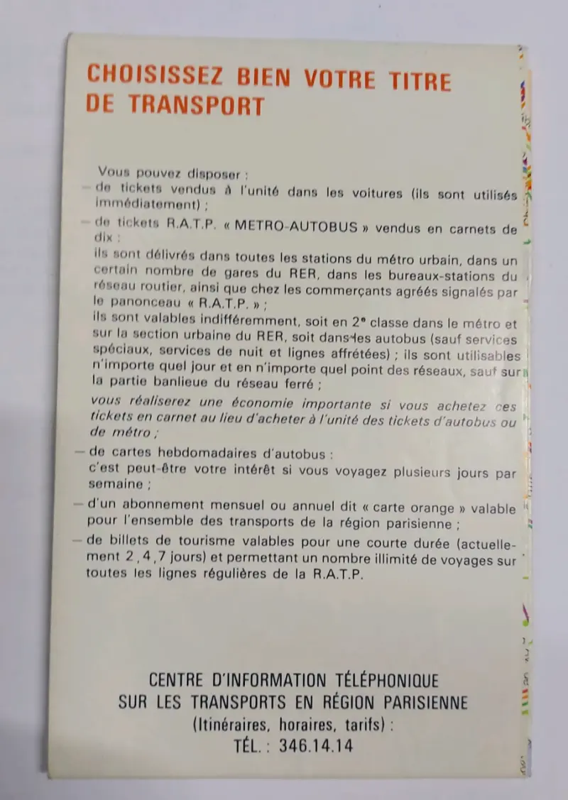 Mapa Autobús París 1979 RATP - 4