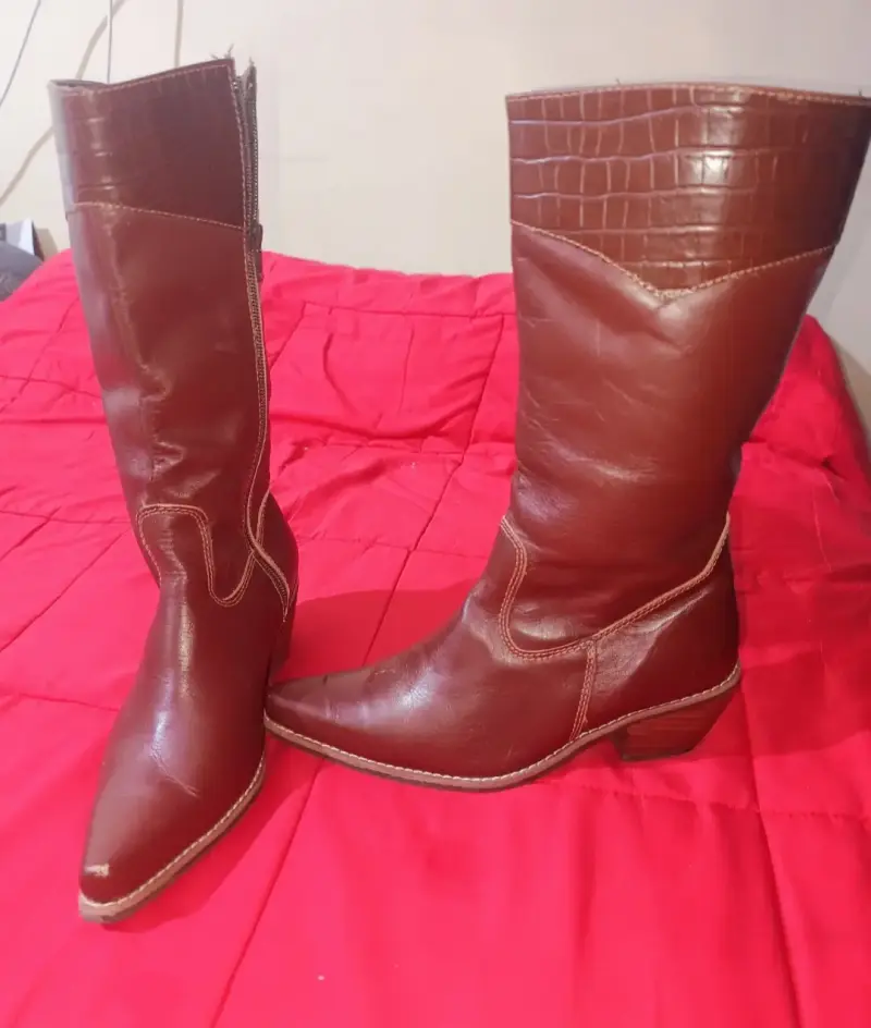 Botas de cuero marrón para mujer talla de38 - 3