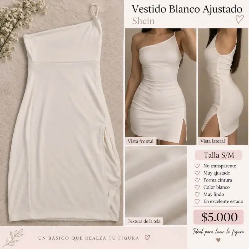 Vestido Blanco Ajustado Shein Talla S/M