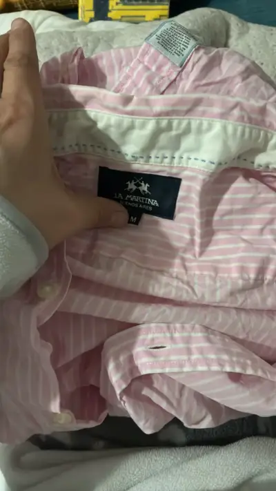 Camisa rayada rosa La Martina para hombre - miniatura 1