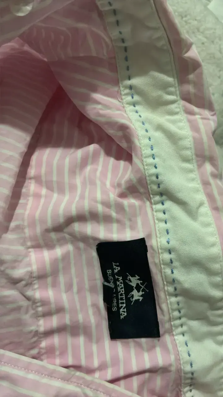 Camisa rayada rosa La Martina para hombre - 3
