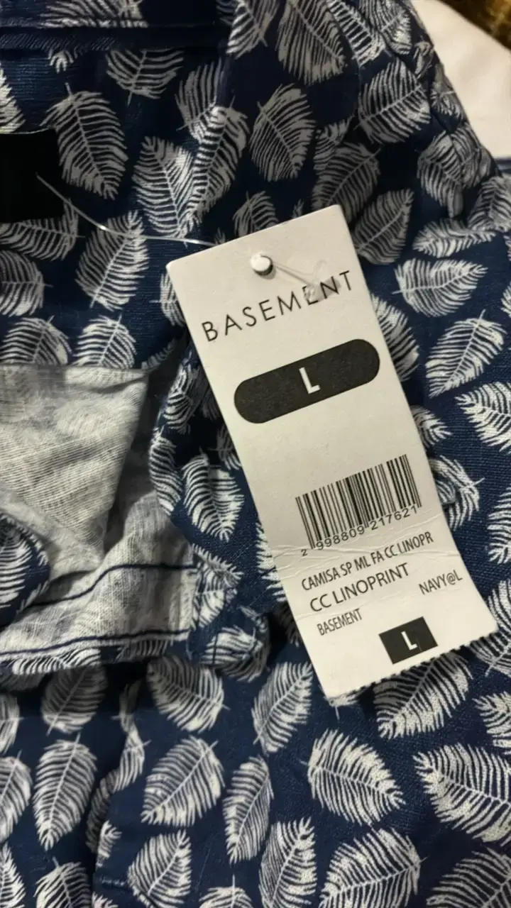 Camisa de lino estampada azul Basement - 2