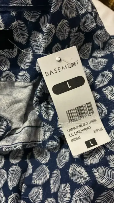 Camisa de lino estampada azul Basement - miniatura 2