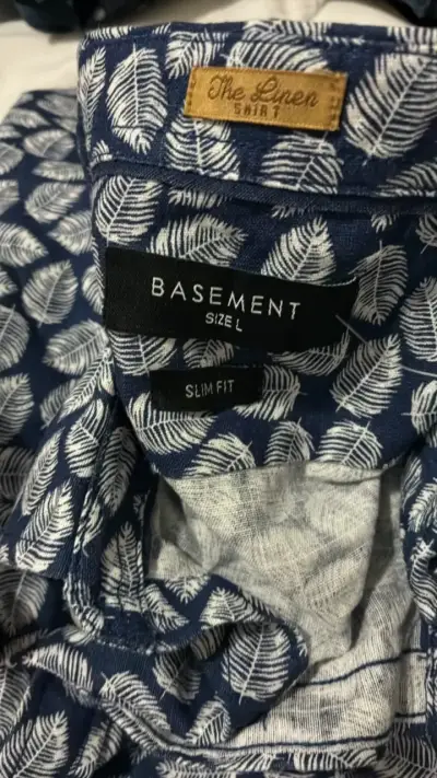 Camisa de lino estampada azul Basement - miniatura 3