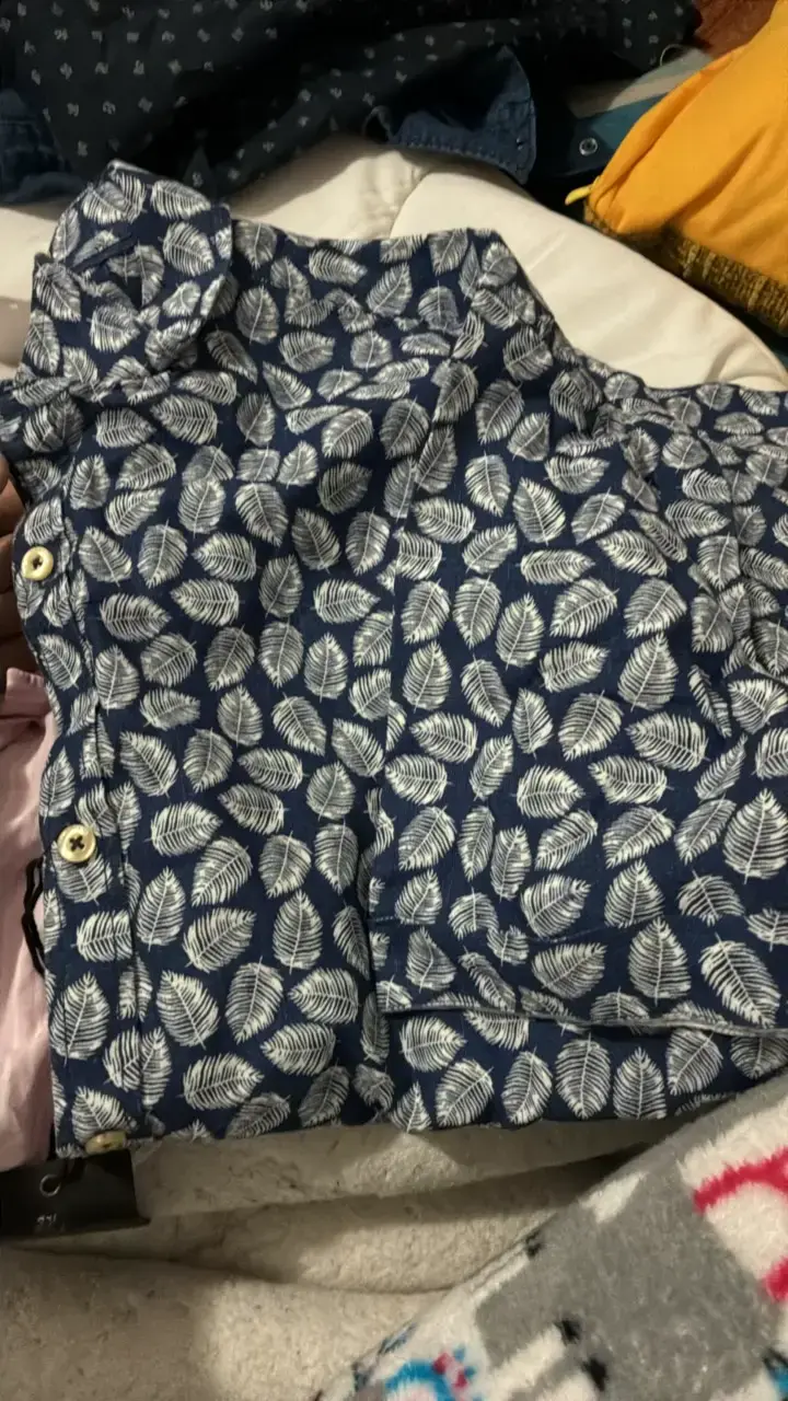 Camisa de lino estampada azul Basement - 4