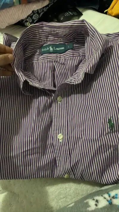 Camisa a rayas Ralph Lauren morada - miniatura 1