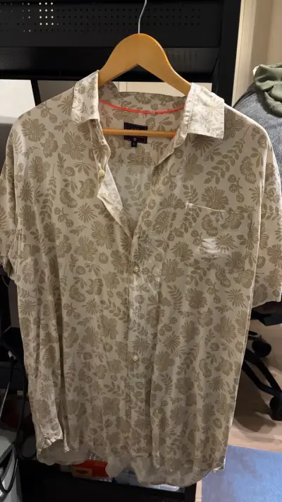 Camisa estampada beige Greenfield talla L - miniatura 1