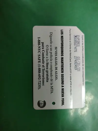 Tarjeta de transporte MTA MetroCard - miniatura 2