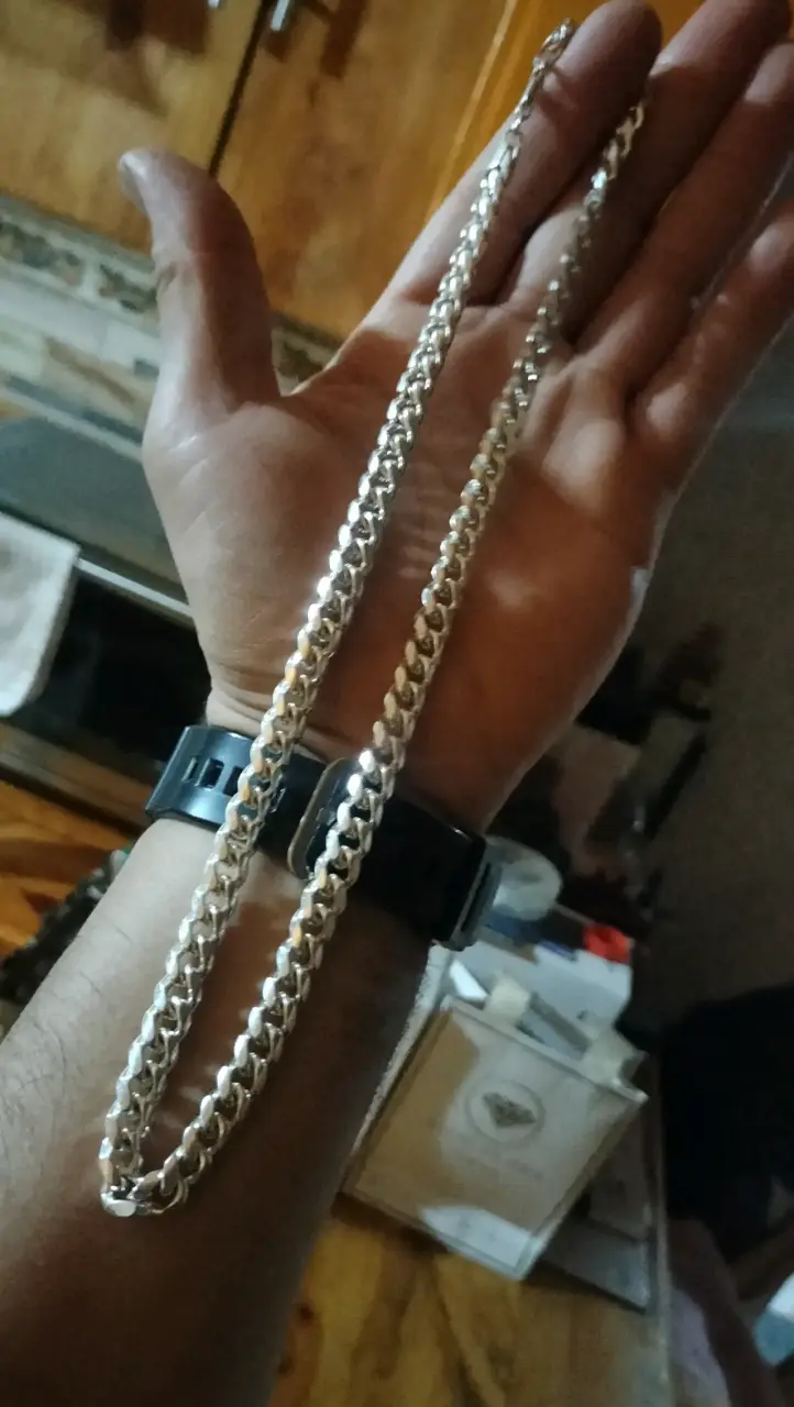 Cadena de plata gruesa estilo cubano - 2