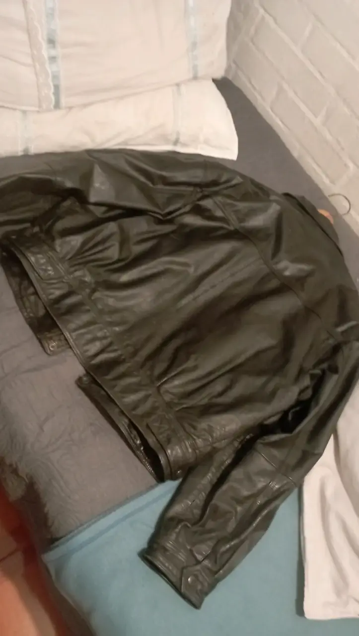 Chaqueta de cuero negra para hombre M/L - 2