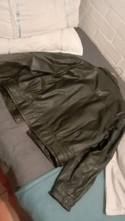 Chaqueta de cuero negra para hombre M/L - miniatura 2