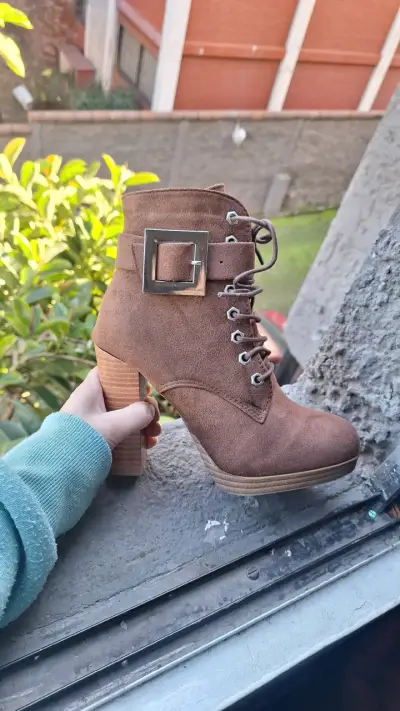 Botines de tacón alto marrones con hebilla - miniatura 4