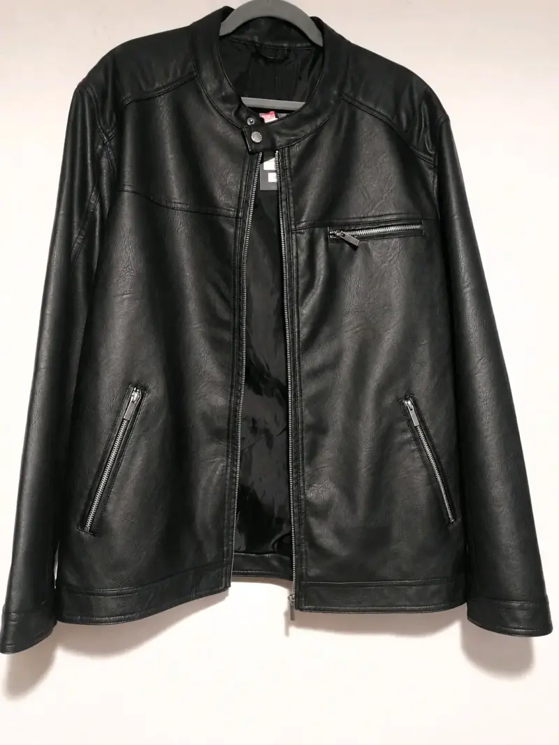 Chaqueta de cuero negra para hombre