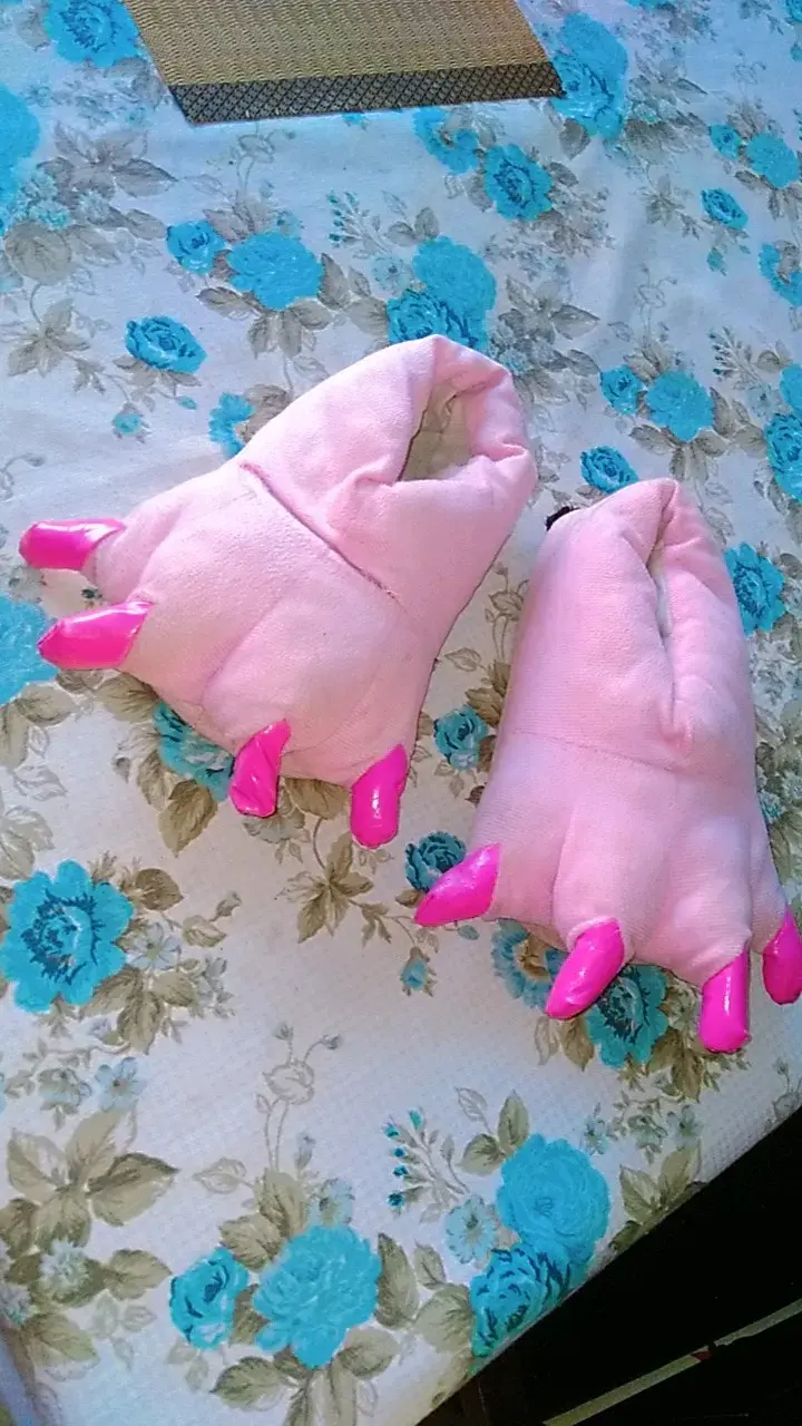 Pantuflas de garra rosadas para mujer