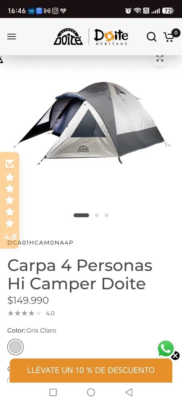 Carpa para 4 personas Hi Camper Doite